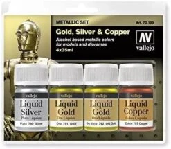 Vallejo Metallic Set - Gold, Silver & Copper (4x35ml)