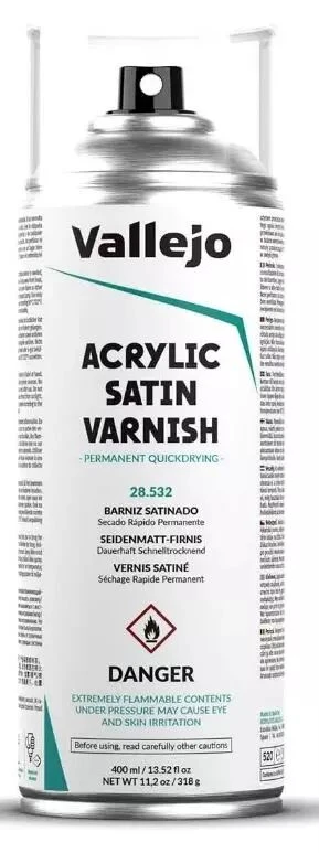 Vallejo - Vernis Acrylic Satin Spray Varnish - 28532 - 400ML 1 Vallejo - Vernis Acrylic Satin Spray Varnish - 28532 - 400ML